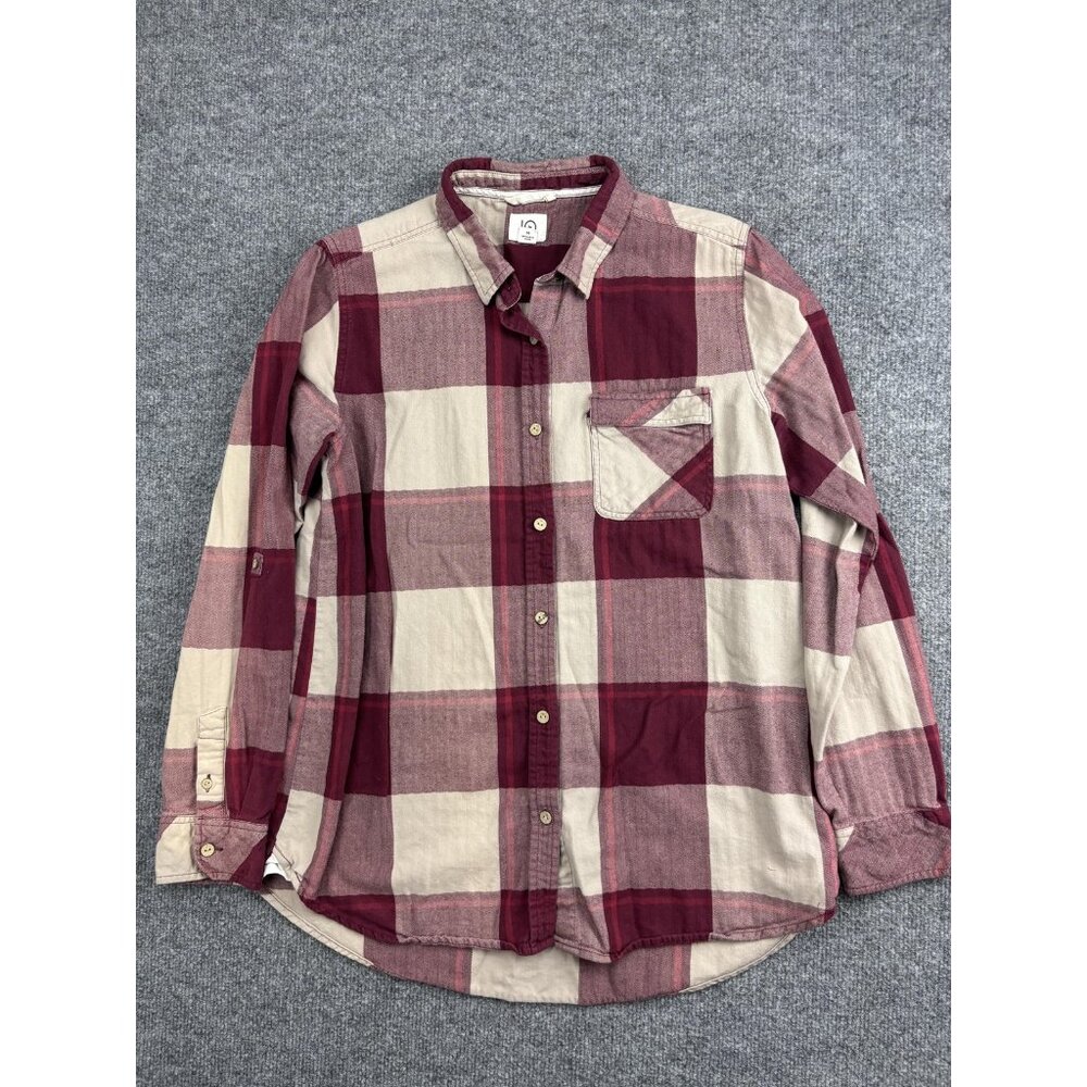 Tentree Kimberly Shirt Womens M Red Beige Plaid Button Down Long Sleeve Casual